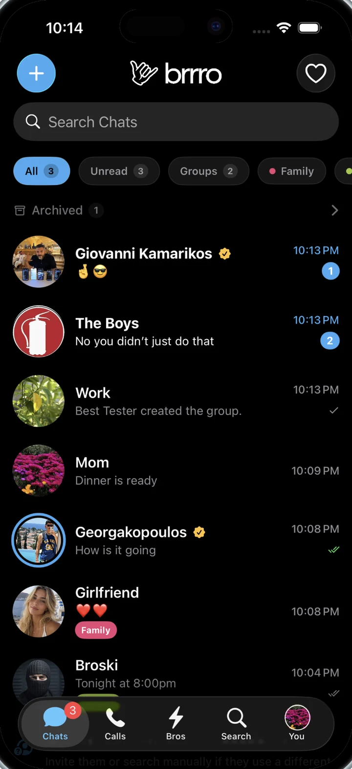 Brrro private chat list